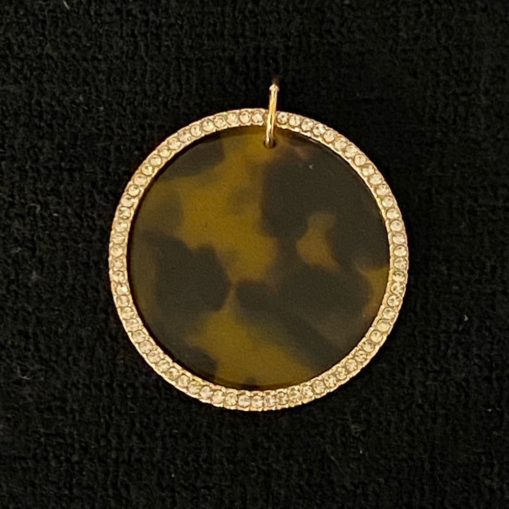 Faux tortoise and rhinestone charm